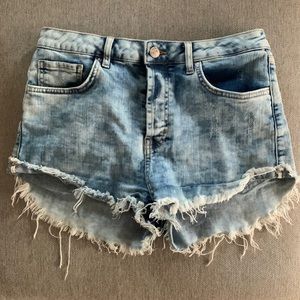 Distressed jean shorts